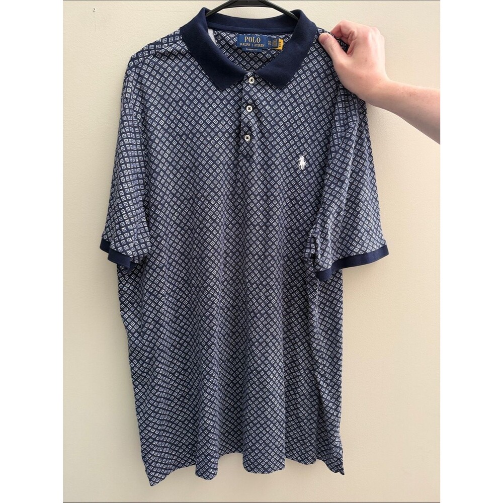 Polo by Ralph Lauren Navy and White Geometric Polo Shirt